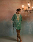 Aqua Mist Velvet Embroidered Co-ord Set