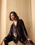 Mocha Luxe Embellished Velvet Co-ord Set