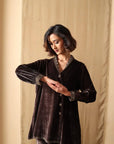 Mocha Luxe Embellished Velvet Co-ord Set