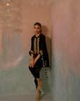 Regal Green Hand-Embroidered Velvet Ensemble