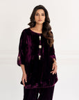 Berry Noir Velvet Kurta & Pant Set
