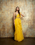 Sunflower Yellow Ruffle Saree