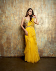 Sunflower Yellow Ruffle Saree