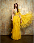 Sunflower Yellow Ruffle Saree