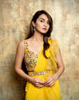 Sunflower Yellow Ruffle Saree