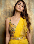 Sunflower Yellow Ruffle Saree
