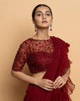 Dahlia Burgundy Pre Draped Saree