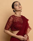 Dahlia Burgundy Pre Draped Saree