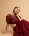 Dahlia Burgundy Pre Draped Saree