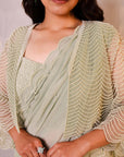 Green Cape Saree