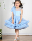 Ice Blue Dress with Tulles Asnd Pearl Belt