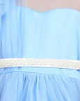 Ice Blue Dress with Tulles Asnd Pearl Belt