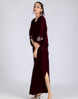 Maroon Royale Embellished Velvet Kaftan