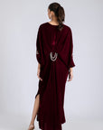 Maroon Royale Embellished Velvet Kaftan