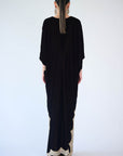 Noir Scallop Luxe Kaftan Gown