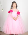 Light Pink Gown with Drapes and 3D Flower Detailing