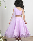 Lilac Blouse with Scalloped Lehanga