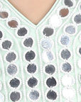Mint Green Beads and Patra Work Embroidered Blouse with Plazzo