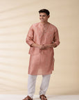 Chanderi Men Sadri & Kurta Set - Peach