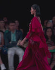 Luscious Maroon Jacket With Drape Skirt Styled Up With The Ruffled Dupatta