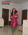 Banarasi Begum Tunic Set - Red and Green