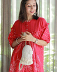 Bandhej Pattern Co-Ord Set - Red