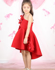 Red Off Shoulder Dress with 3D Flowers