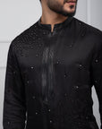Obsidian Nehru and Zipper Kurta Set
