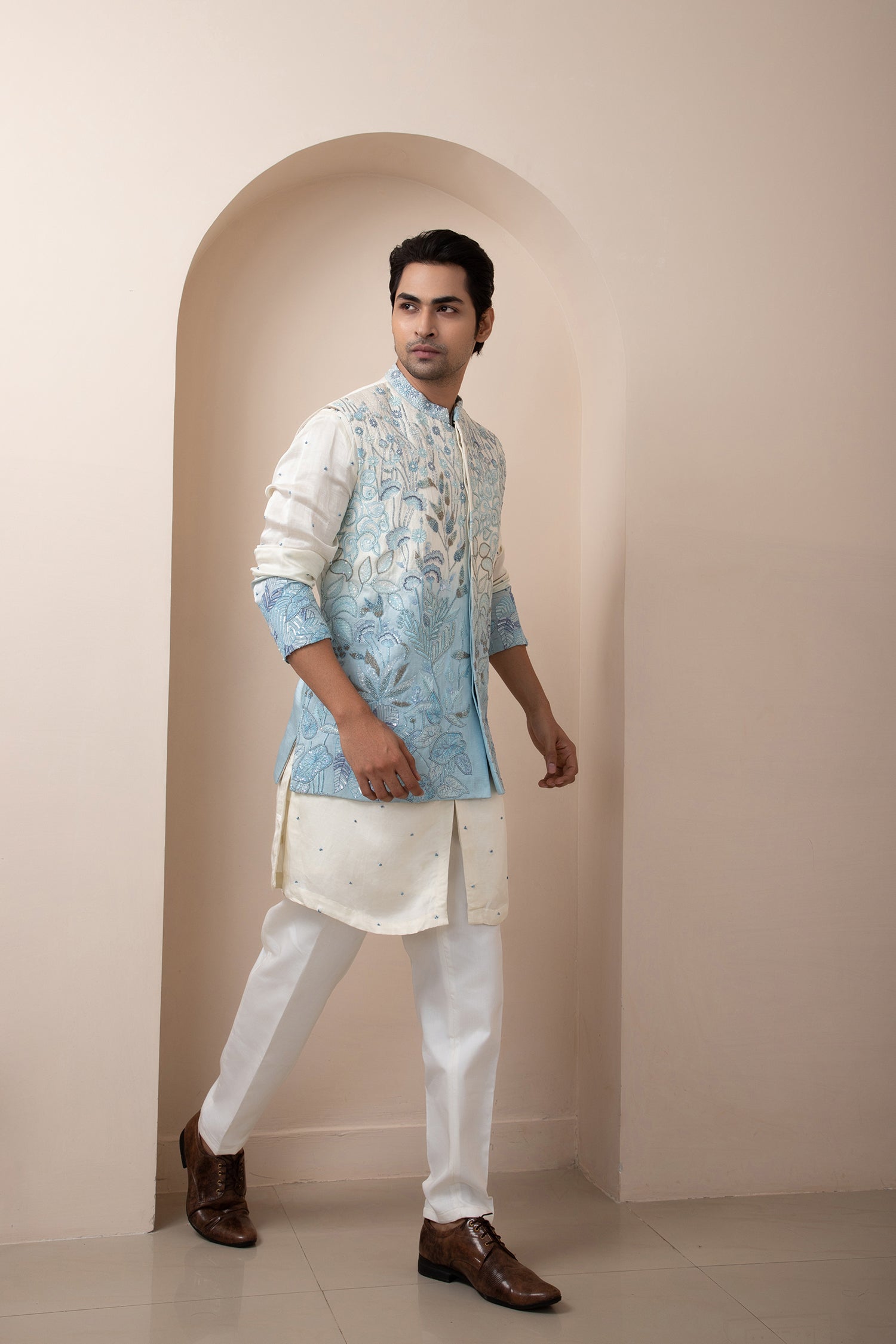 Arctic Pearl Nehru and Kurta Set