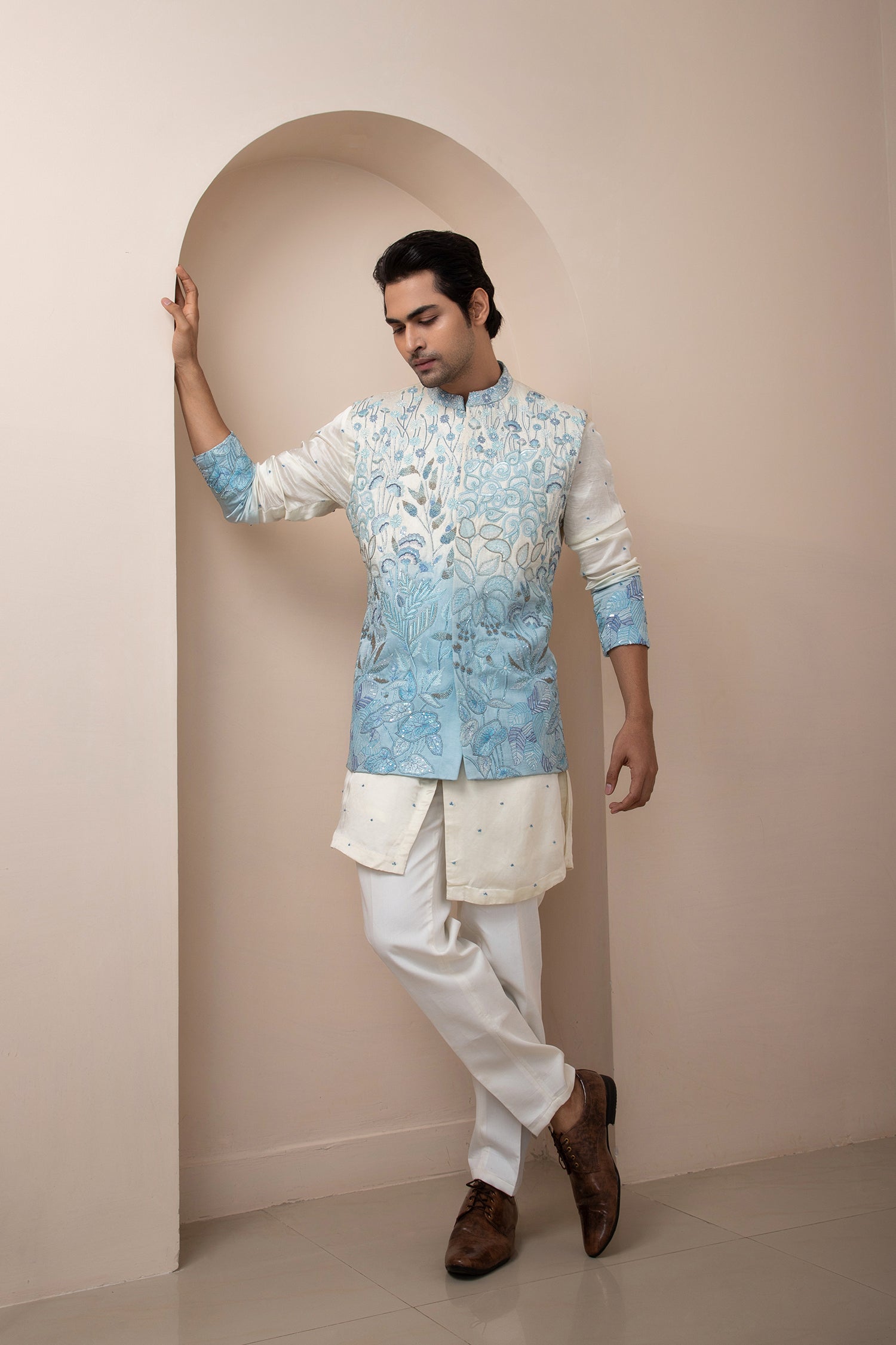 Arctic Pearl Nehru and Kurta Set