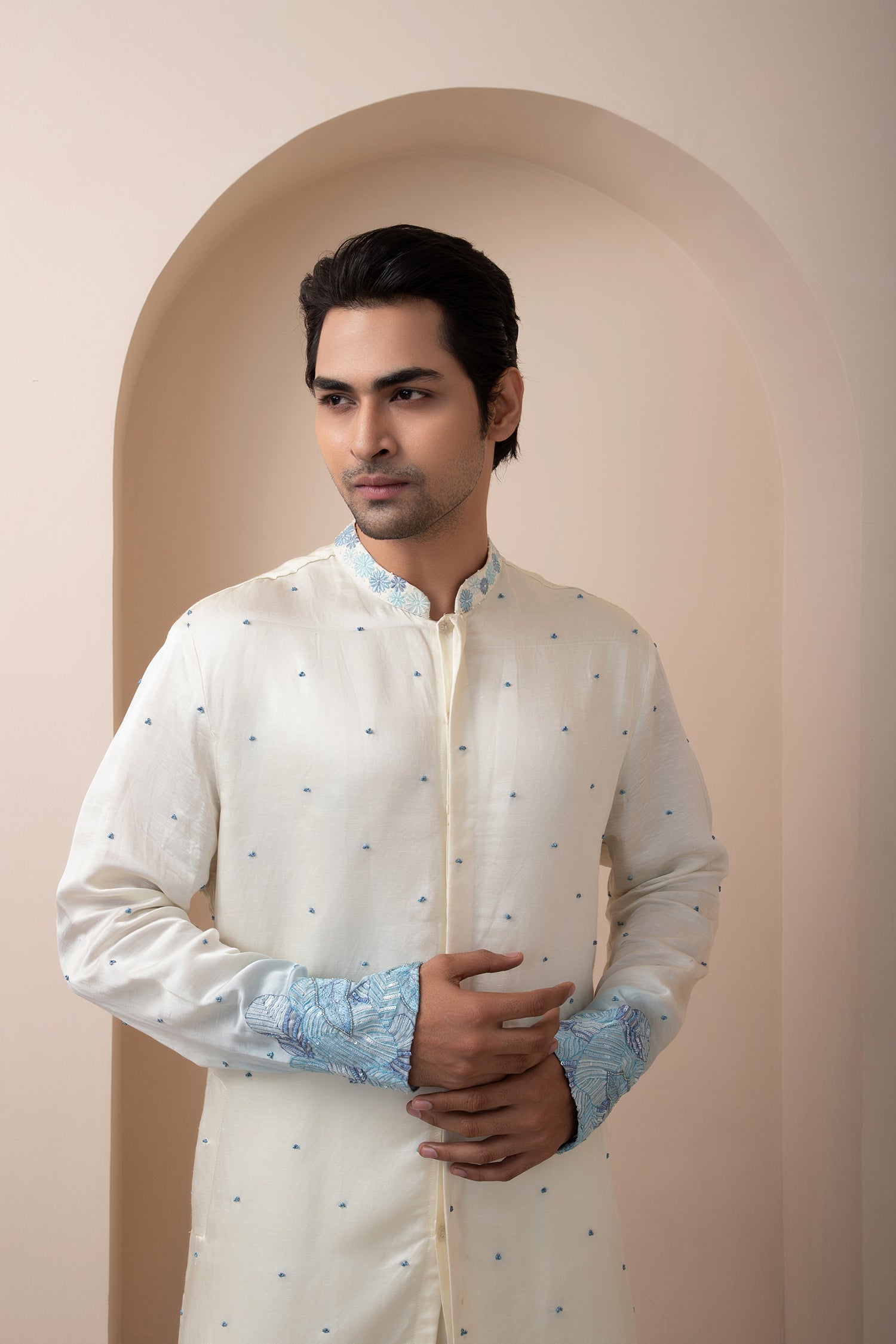 Arctic Pearl Nehru and Kurta Set