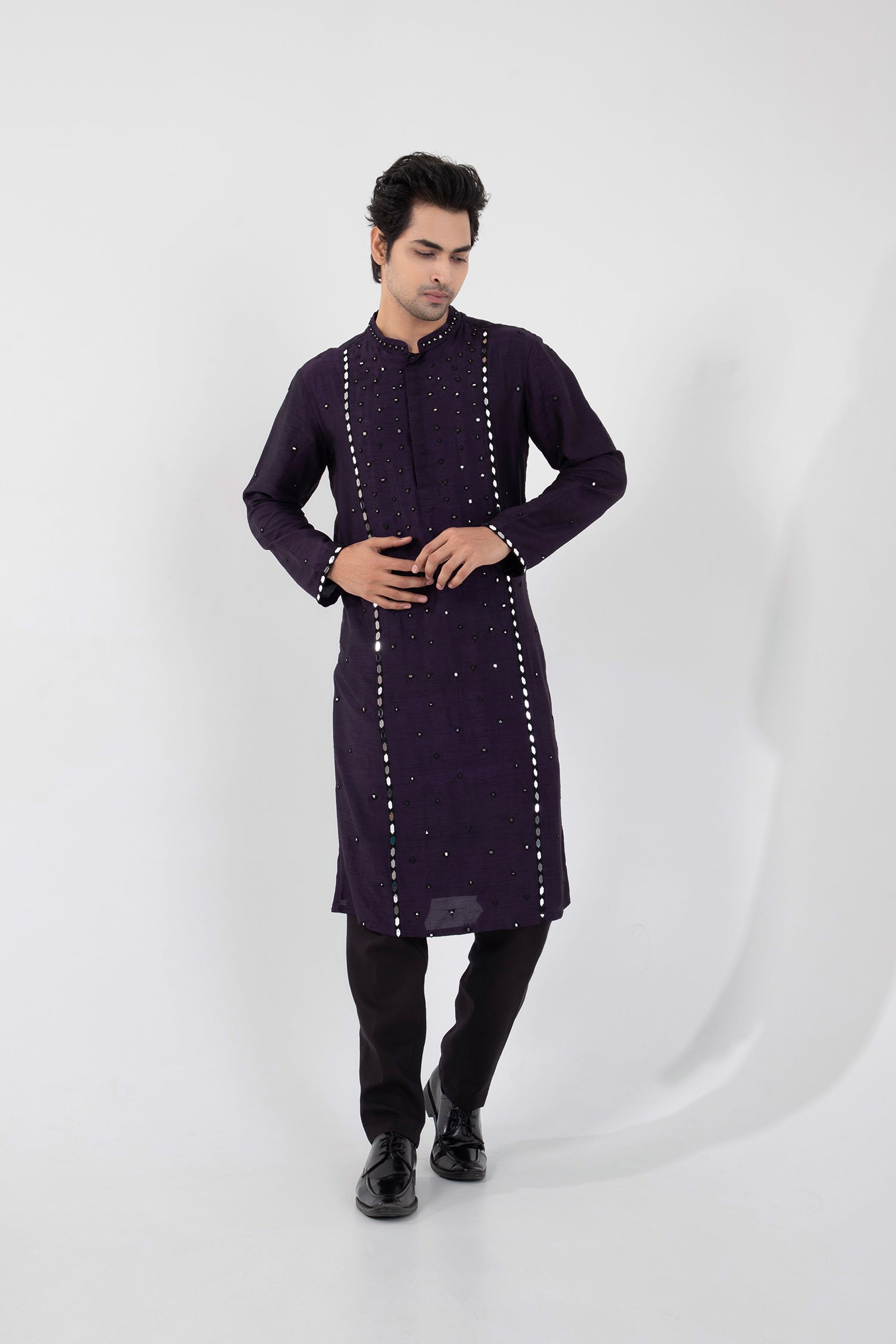 Dark Raven Nehru and Kurta Set