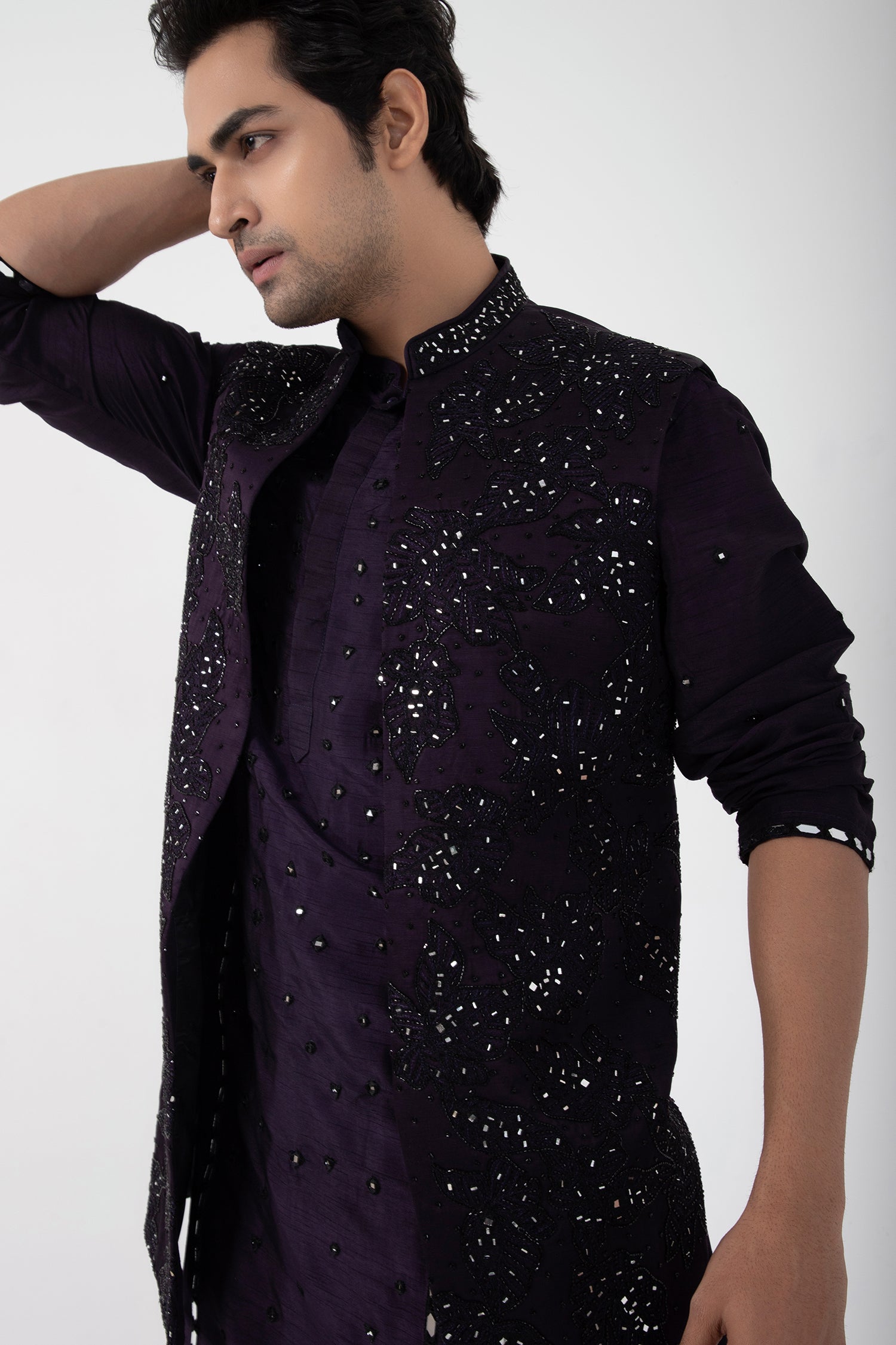 Dark Raven Nehru and Kurta Set