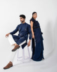 Sapphire 3D Floral Blouse and Drape Saree Set