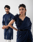 Sapphire 3D Floral Blouse and Drape Saree Set