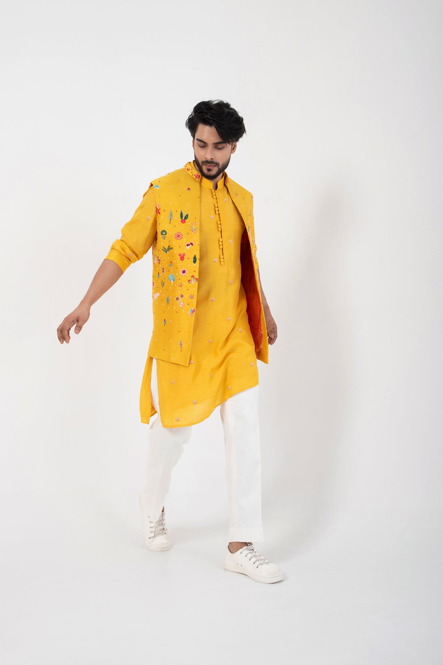 Goldfinch Yellow Nehru and Kurta Set