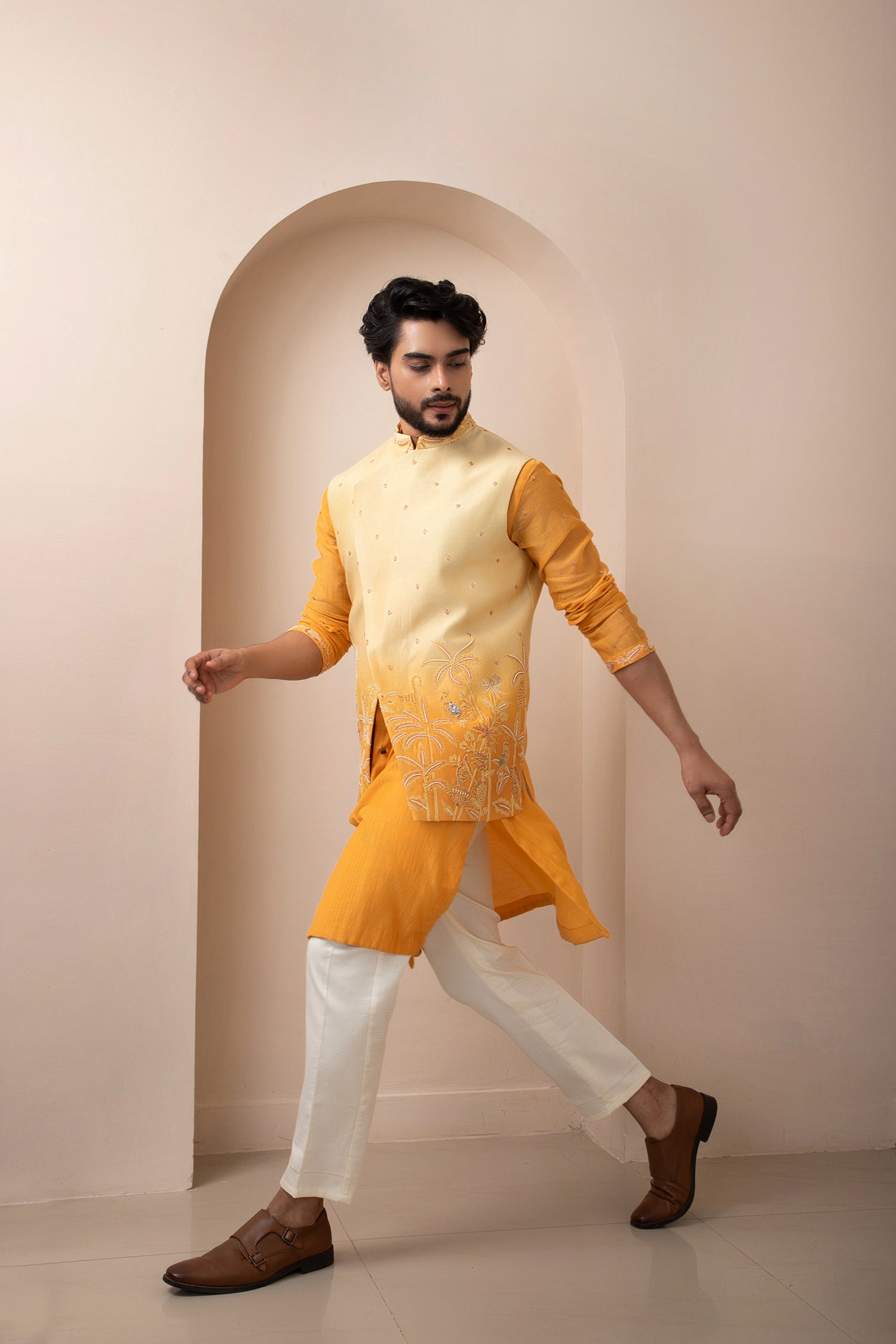 Sweer Nectar Yellow Nehru and Kurta Set