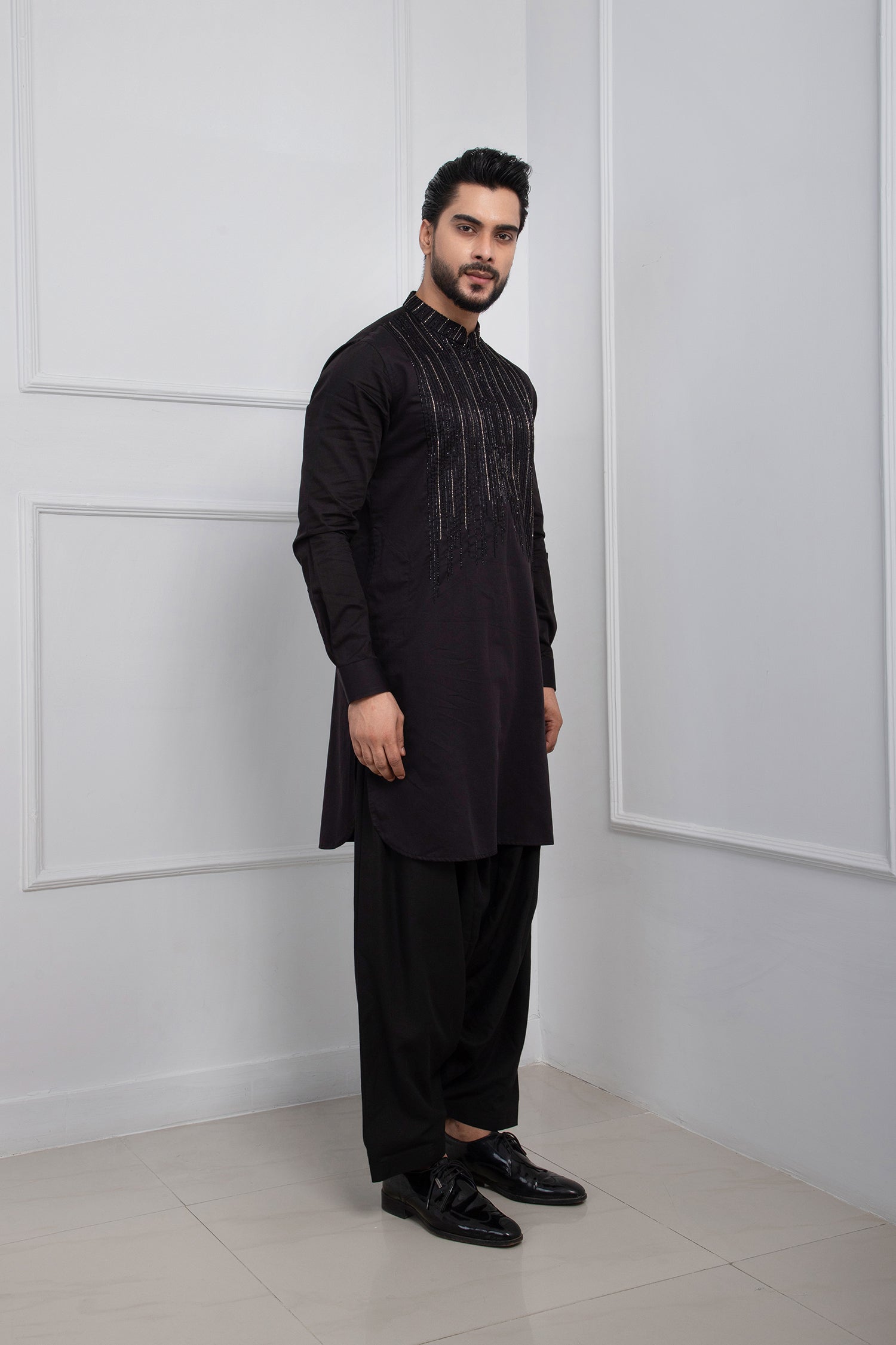 Black Gleam Kurta Patiala Set