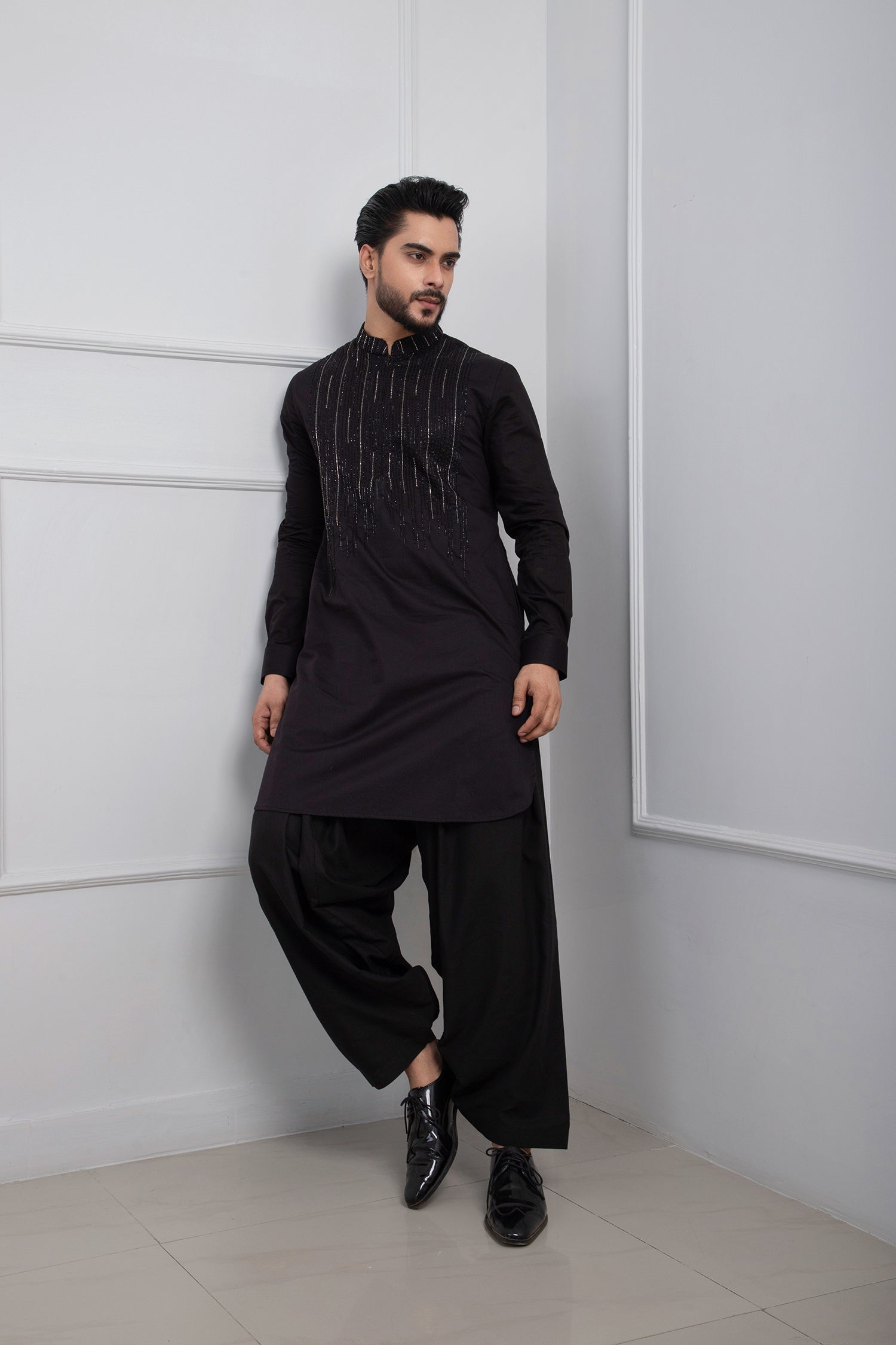 Black Gleam Kurta Patiala Set
