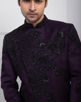 Midnight Plum Bandhgala Set