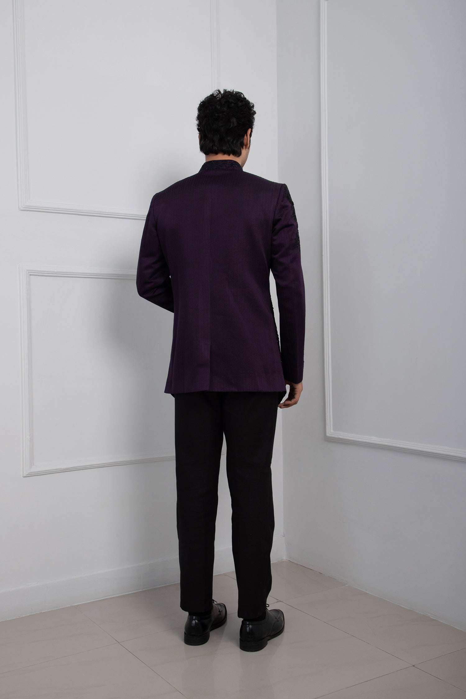 Midnight Plum Bandhgala Set