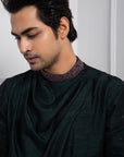 Hidden Forest Green Nehru and Cowl Kurta Set