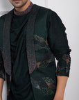Hidden Forest Green Nehru and Cowl Kurta Set