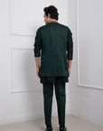 Hidden Forest Green Nehru and Cowl Kurta Set