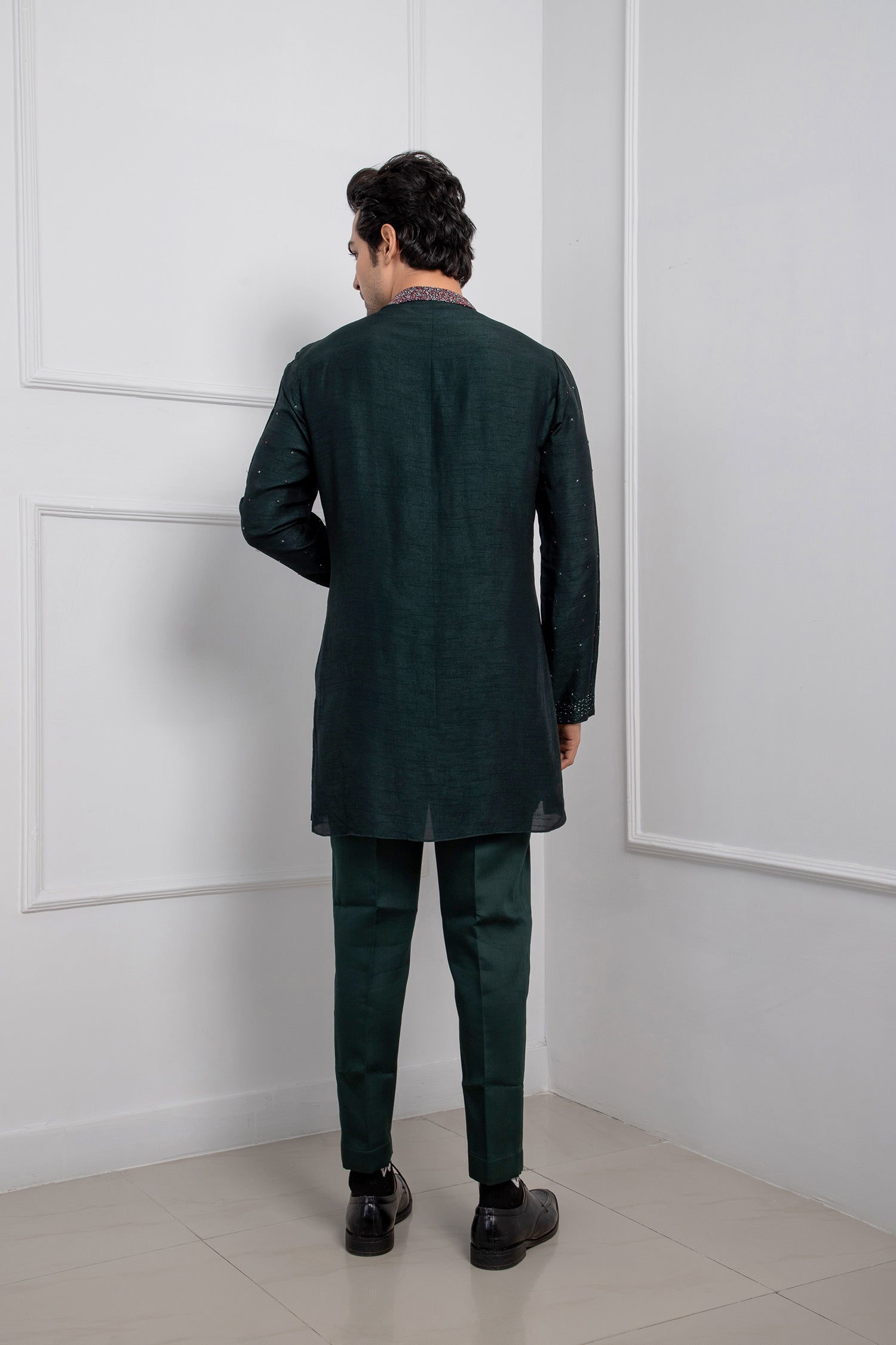 Hidden Forest Green Cowl Kurta Set