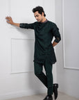 Hidden Forest Green Cowl Kurta Set