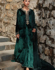 Velora Bottle Green Velvet Suit Set