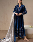 Celestial Blue Velvet Suit Set