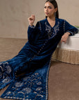 Celestial Blue Velvet Suit Set
