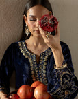 Ink Midnight Blue Velvet Suit Set